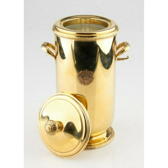 Cartier Solid 14k Yellow Gold and Glass Very Rare Vintage Lidded Ice Bucket - Picture 2 of 4